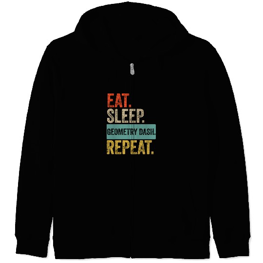 Eat sleep geometry dash repeat retro vintage Zip Hoodies