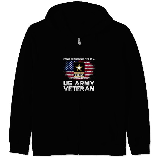 Proud Granddaughter Of A Us Army Veteran Military Zip Hoodies
