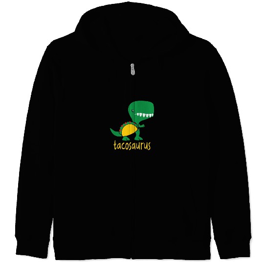 Tacosaurus Green Dinosaur Tacos Funny Cute Taco Zip Hoodies