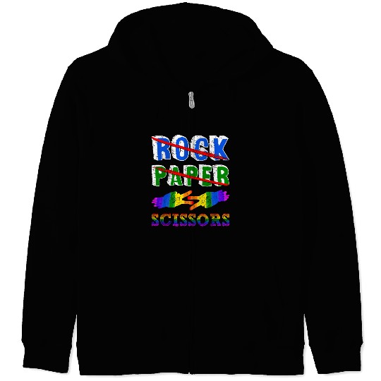 Rock Paper Scissors Lesbian Couple LGBTQ Pride Mon Zip Hoodies