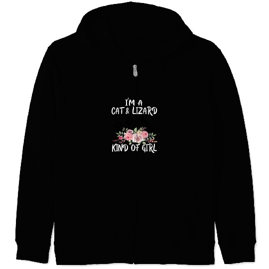 I Am Cat & Lizard Kind Of Girl Paws Zip Hoodies