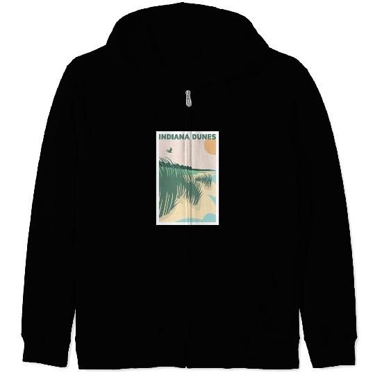 Grass Sunset Indiana Dunes Poster Zip Hoodies