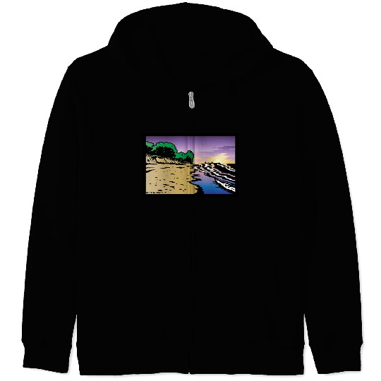 Purple Twilight Indiana Dunes Poster Zip Hoodies