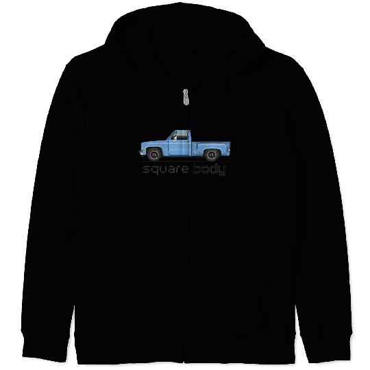 Square Body Light Blue Zip Hoodies