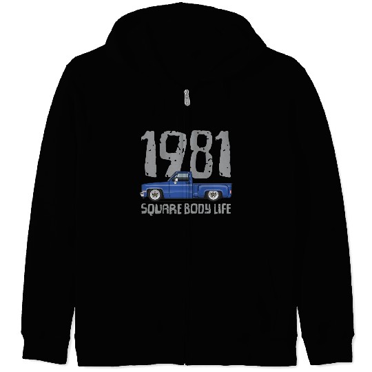 1981 Square Body Life Bright Blue Zip Hoodies