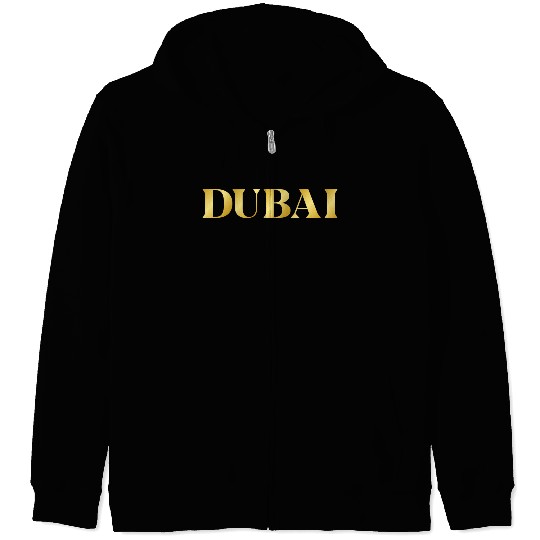 Modern Gold Glam Dubai City Typography Zip Hoodies