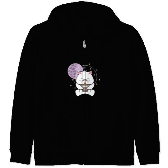 Kawaii Cat Space Pet Lover Gift Zip Hoodies