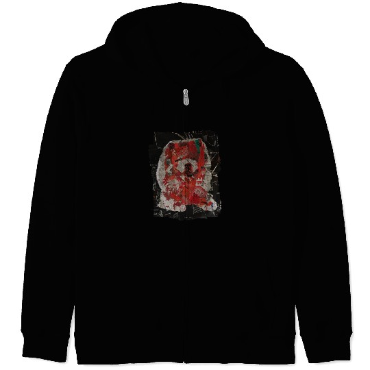 Chow Chow Dog Collage Paper Art Zip Hoodies
