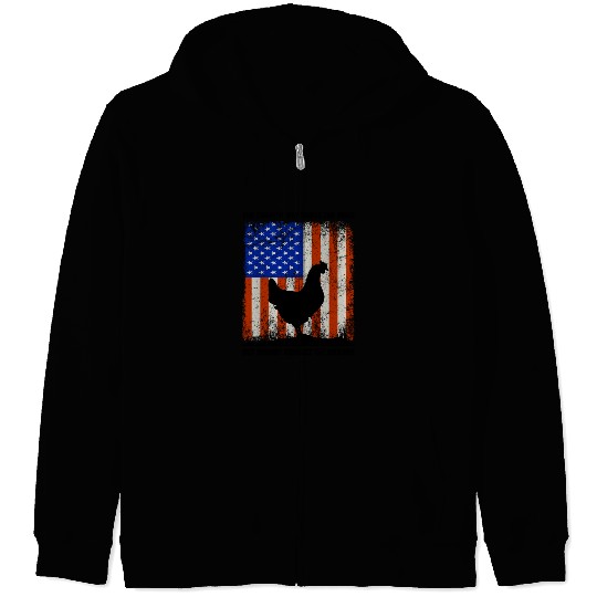 4th of July American Flag USA Chicken Lover Farmer Zip Hoodies