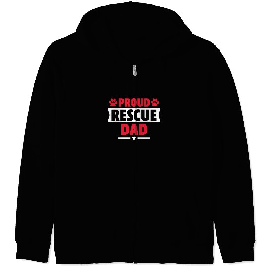 Proud Rescue Dog Dad Cat Dad Gift for Cat Dog Love Zip Hoodies