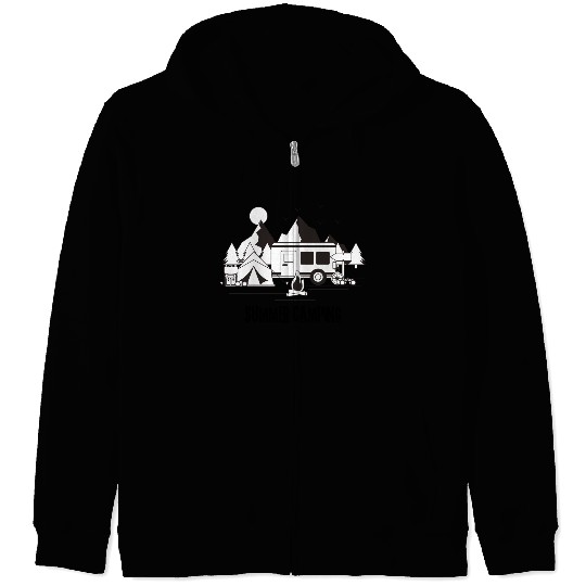 summer camping Zip Hoodies