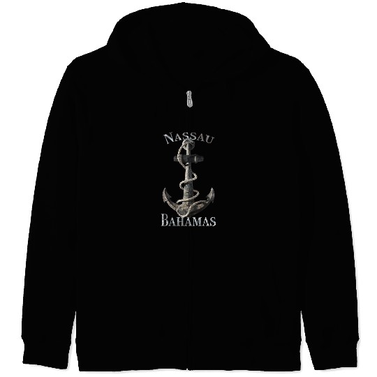 Nassau Bahamas Nautical Anchor Sailing Zip Hoodies
