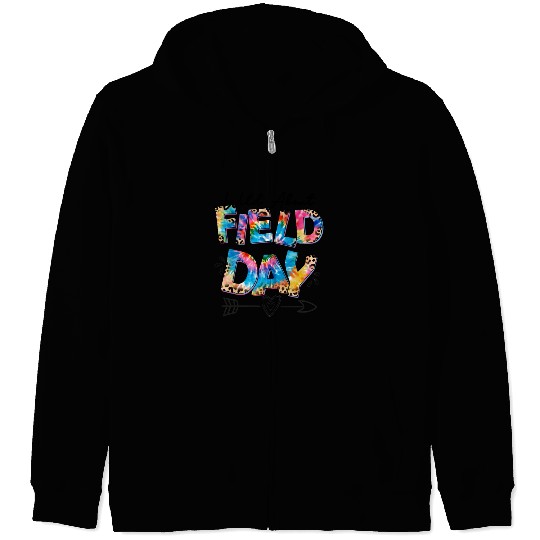 Tie dye leopard Wild About Field Day Teacher Kids Zip Hoodies