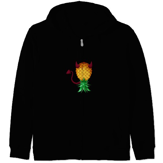 Swinger Upside Down Bad Pineapple Devil Horn Zip Hoodies