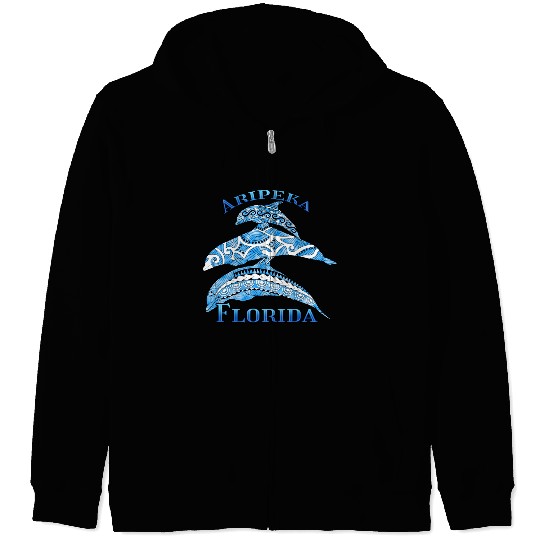 Aripeka Florida Vacation Tribal Dolphins Zip Hoodies