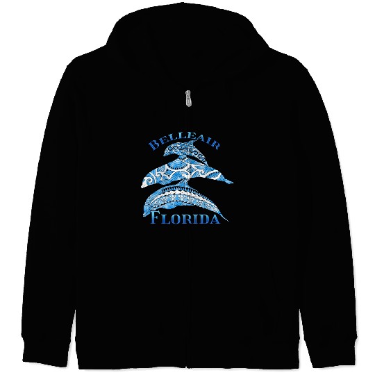 Belleair Florida Vacation Tribal Dolphins Zip Hoodies