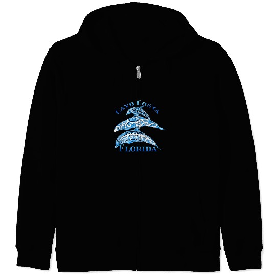 Cayo Costa Florida Vacation Tribal Dolphins Zip Hoodies