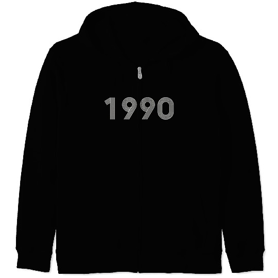 Year 1990 - White Zip Hoodies