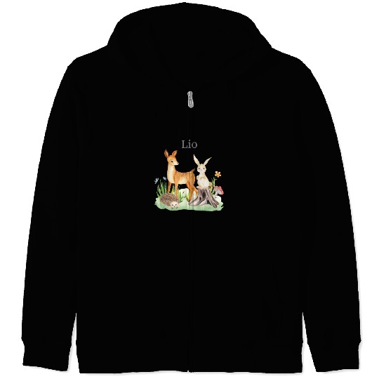 Waldtier Waldtier Reh Hase Hedgehog Flowers Name Zip Hoodies