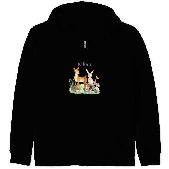 Waldtier Waldtier Reh Hase Hedgehog Flowers Name Zip Hoodies