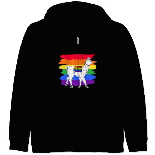 LGBTQ Llama Alpaca Women Gay Lesbian Llama Zip Hoodies