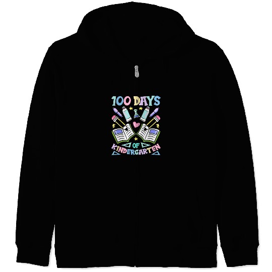 100 Days Of Kindergarten Sayings Sweet Team Cute Zip Hoodies