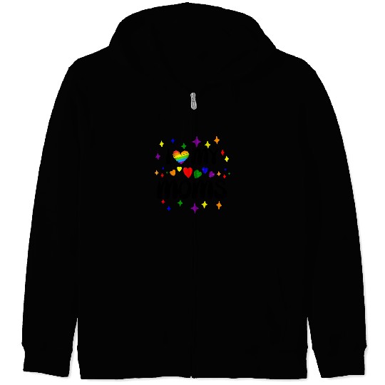 I Love My Moms Pride LGBTQ Zip Hoodies