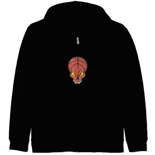 Basketball Lovers Skull Basket Bball Zip Hoodies