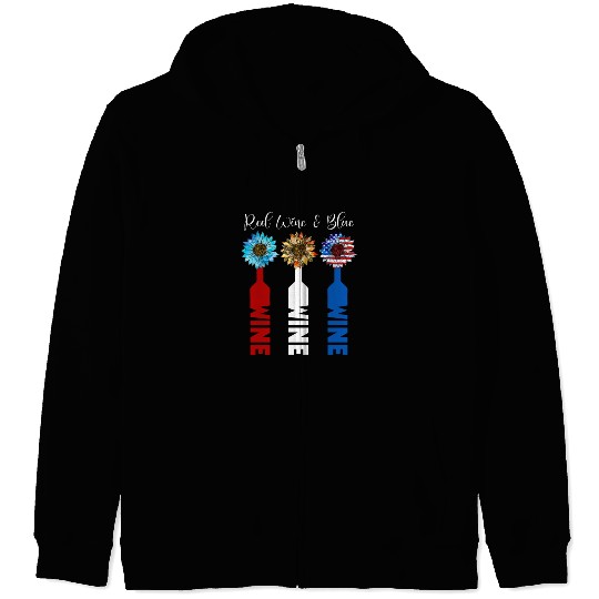 Red Wine Blue 4th Of July Zip Hoodies