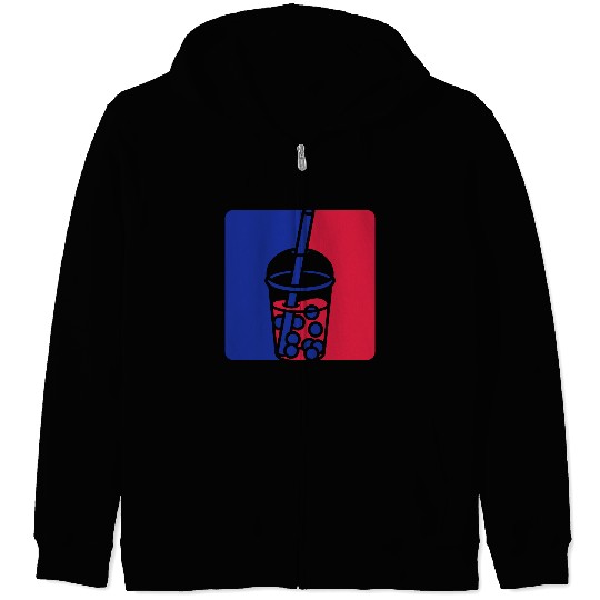 Blue red bubble tea Zip Hoodies