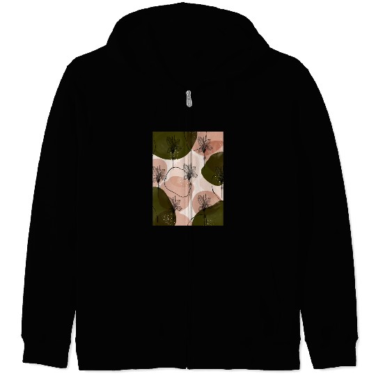 Summer Green Tropical flower Zip Hoodies