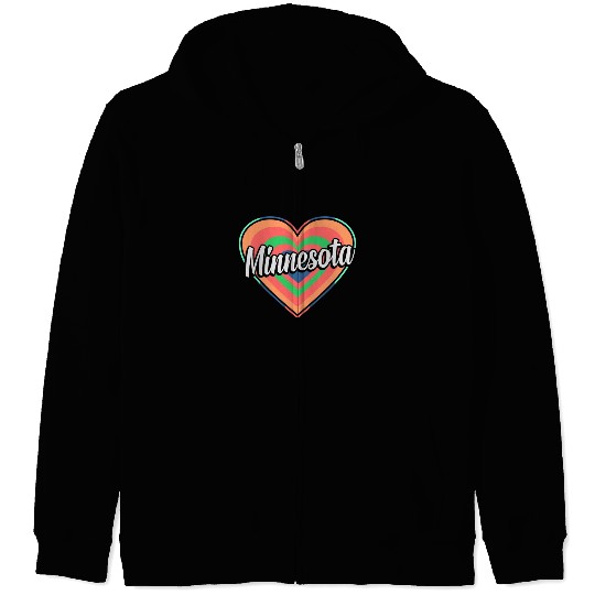 Minnesota Colorful Heart Gift Zip Hoodies