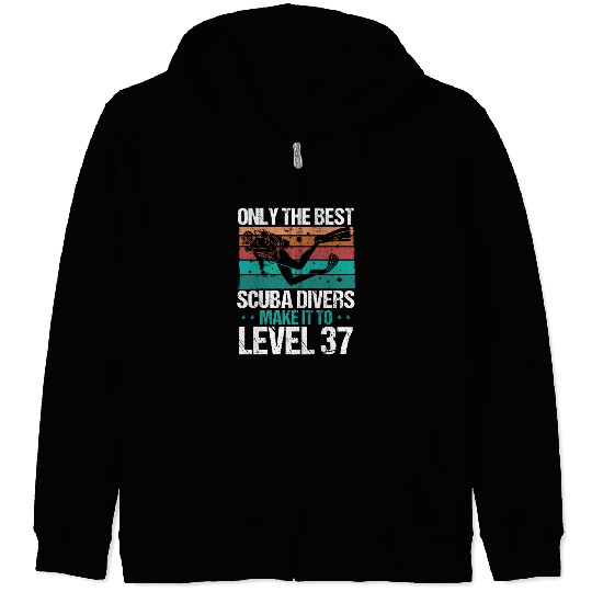 37 Scuba Diving Level 37 Year Diver Snorkeling Zip Hoodies