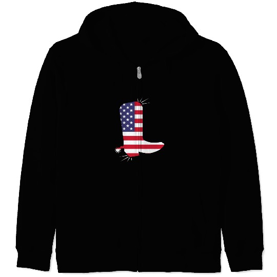 American Flag Cowboy Boot Stars And Stripes Zip Hoodies