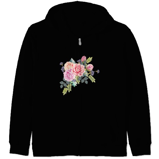 Flower Print Zip Hoodies