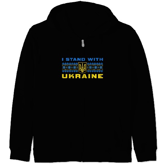 I STAND WITH UKRAINE BLUE-YELLOW Zip Hoodies