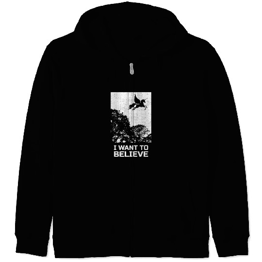 Unicorn "I Want To Believe" UAP Outfit Alien Ufo Zip Hoodies