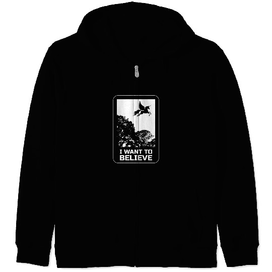 Unicorn "I Want To Believe" UAP Outfit Alien Ufo Zip Hoodies