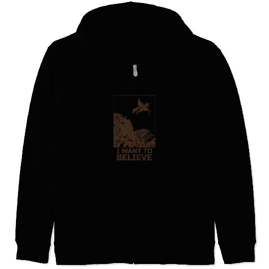 Unicorn "I Want To Believe" UAP Outfit Alien Ufo Zip Hoodies