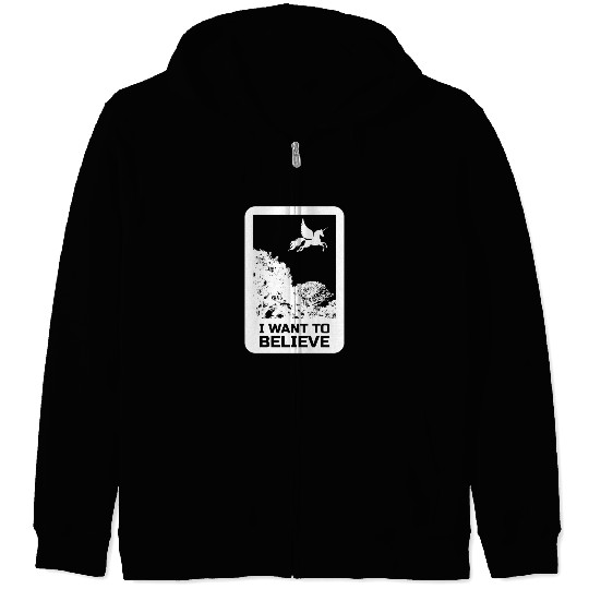 Unicorn "I Want To Believe" UAP Outfit Alien Ufo Zip Hoodies