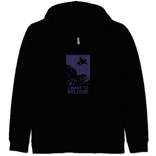 Unicorn "I Want To Believe" UAP Outfit Alien Ufo Zip Hoodies