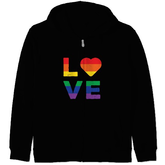 LGBT LOVE Rainbow Heart Gay Lesbian Equality Gift Zip Hoodies