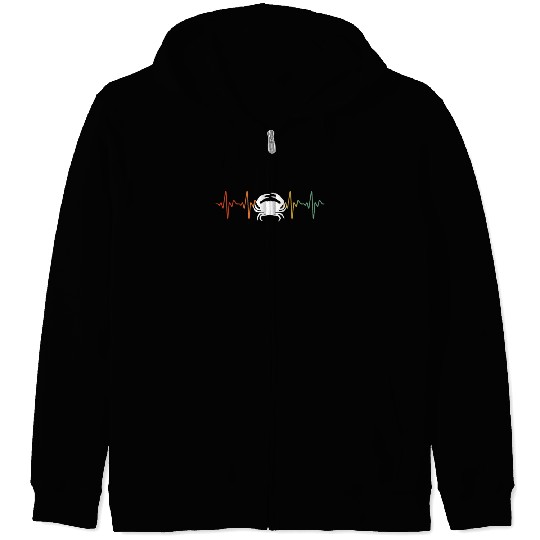Retro Crab Heartbeat Zip Hoodies