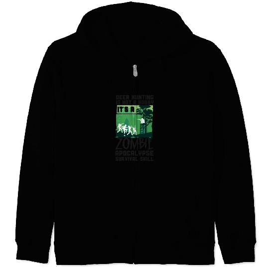 Buck Deer Hunting Hunter Zombie Zip Hoodies
