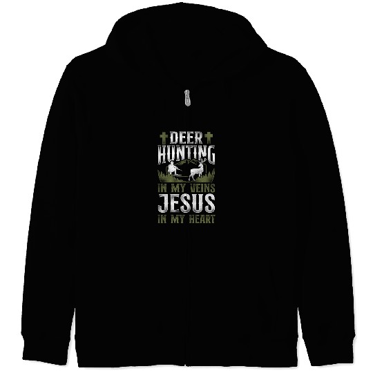 Buck Deer Hunting Hunter Jesus Zip Hoodies
