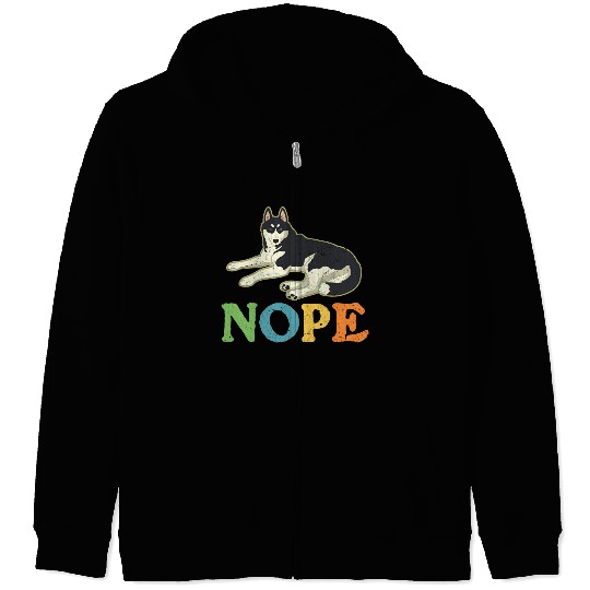 Nope Lazy Siberian Husky Dog Lover Zip Hoodies