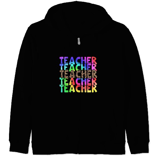 Teacher, colorful. Leopard Zip Hoodies