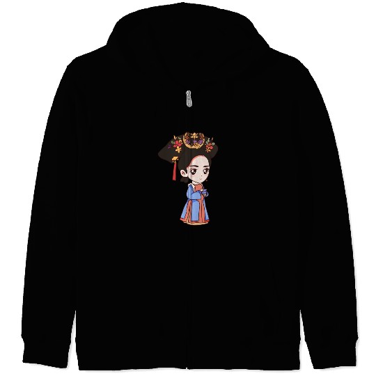 HAND PAINTED GIRL IMAGE Zip Hoodies