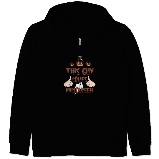 This guy loves Halloween - Skeleton Zip Hoodies