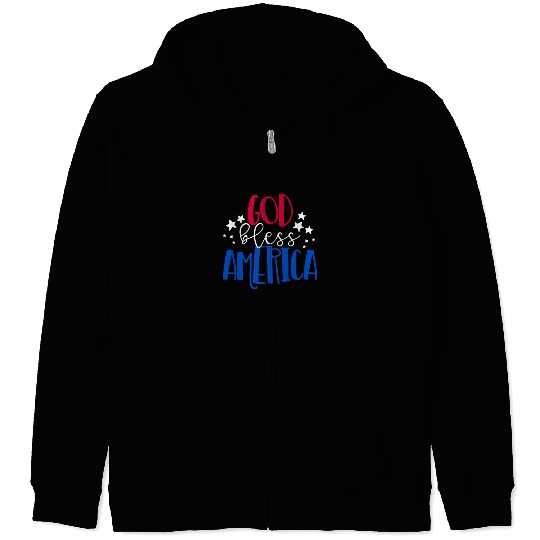 God Bless America Patriotic American 4th of Julygo Zip Hoodies